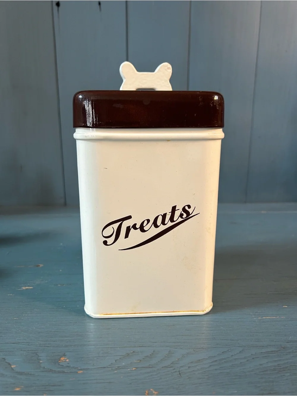 Cream and Brown Dog Treat Canister – 'Treats' Storage Container
